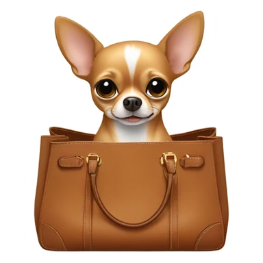 Chiahuahua sitting in brown birkin bag sticker