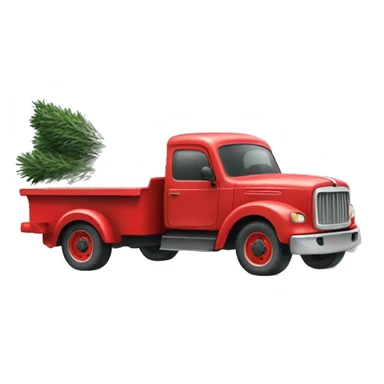 A little red truck hauling a Christmas tree sticker