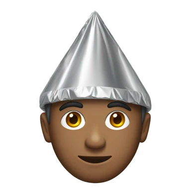 man wearing a pointed conspiracy tin foil hat sticker