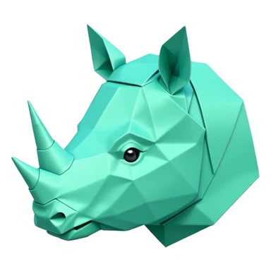 origami rhino head in color green mint rgb(168, 251, 211) sticker