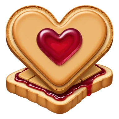 peanut butter and jelly, and between them a heart sticker