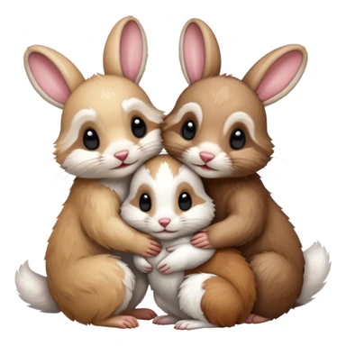 Ferrets hugging a rabbit sticker