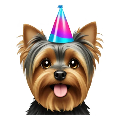 Yorkie with party hat sticker