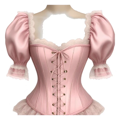 vintage rococo light pink corset with lace and frills and sleeves  sticker