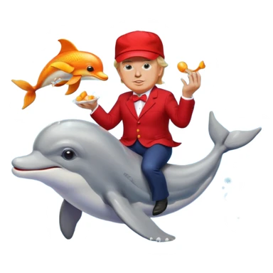 trump at walmart while riding a dolphin and eating goldfish  sticker