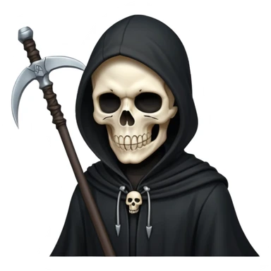 zoomed black hood skull big scythe sticker