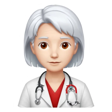 doctor with white hair and red hairclips  sticker