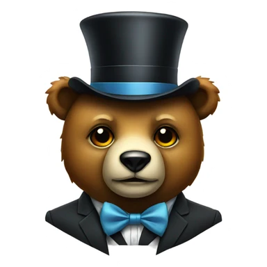 Robot bear with small top hat and bow tie sticker