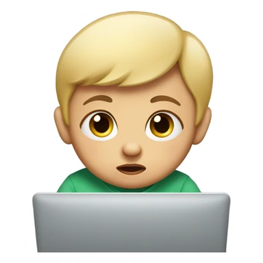 Confused baby with laptop sticker
