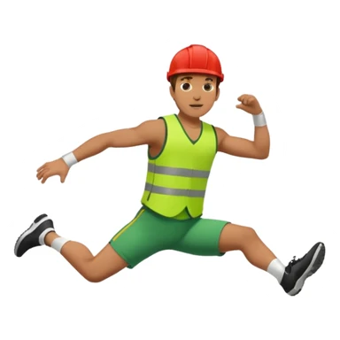 Man jumping over wall with people chasing him wearing green vests sticker