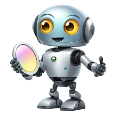 cute robot looking with the mirror in the hand  sticker