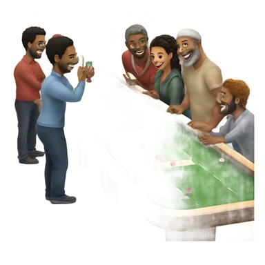 Create a Christmas image of friends playing shuffleboard celebrating the holiday and each other sticker