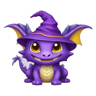 cute purple dragon with yellow eyes wearing wizard hat sticker
