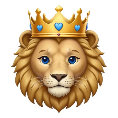brave lion wearing a golden crown with blue hearts in New York City sticker