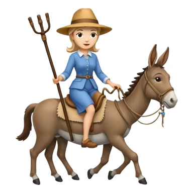 a lady on a donkey while the man is walking alongside the donkey sticker