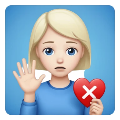 sad person holding a 'sorry' sign, blue background sticker
