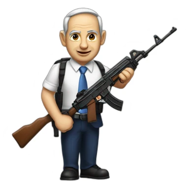 Netanyahu holding a AK47 sticker