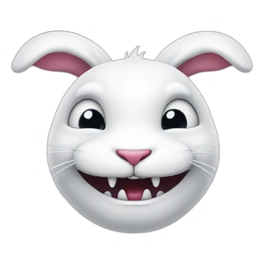 evil white rabbit with sharp fangs sticker