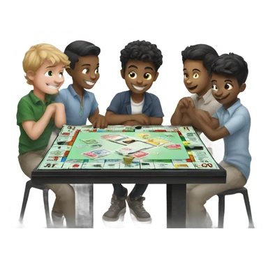 group of boys playing monopoly  sticker