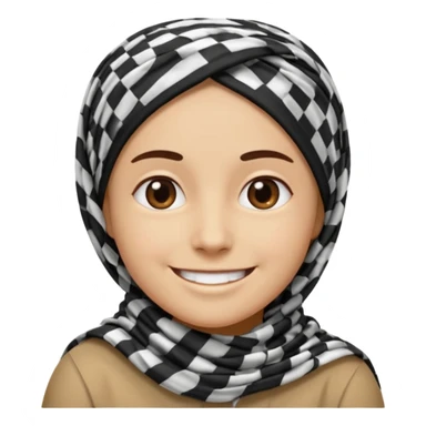 smiling person emoji with a black and white keffiyeh sticker