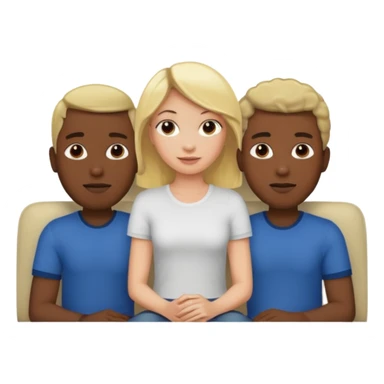 couch, naked people sitting: blonde female, 2 black males sticker
