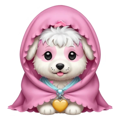 White puppy wearing a veil sticker