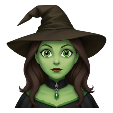 Wicked Witch of the West from the Wizard of Oz with green skin and eyes, brown long hair, black outfit sticker