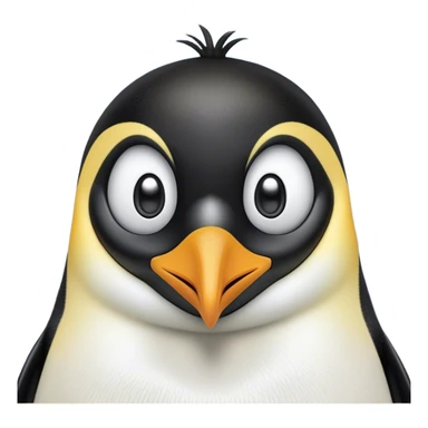 Cinematic Comical Emperor Penguin Portrait Emoji, Head tilted dramatically with an exaggeratedly shocked expression, featuring sleek, polished plumage with wide, comically expressive eyes filled with exaggerated disbelief, Simplified yet hilariously expressive features, highly detailed, glowing with a slightly sassy polar glow, high shine, dramatic yet playful, stylized with an air of cheeky arctic attitude, soft glowing outline, capturing the essence of a meme-worthy penguin that appears ready to side-eye its way into viral internet fame instantly! sticker