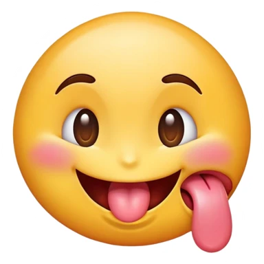 "A cute and playful cartoon-style emoji with a big smile, one eye winking, and its tongue sticking out to the side as if licking something tasty. Bright colors, glossy finish, and expressive face, similar to classic emoji style. White background."

 sticker