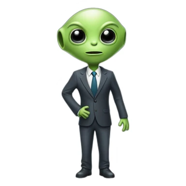 Friendly alien, dressed in suit, with antenna in ears. Full body sticker