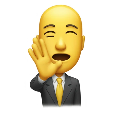A yellow circular emoji face with a calm expression, closed eyes, and a small side smile, A hand raised to the side of its head, gently tapping or saluting, emphasizing a sense of self-assuredness or cleverness sticker