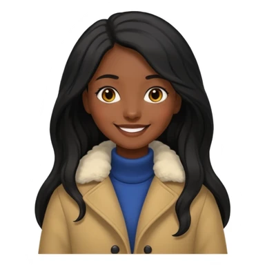 Siyah uzun saçlı ceket giyen esmerimsi kız sticker
