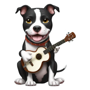 Black and white Pitbull playing banjo sticker