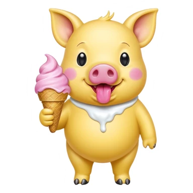 yellow pig with ice cream sticker