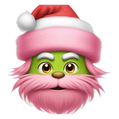 Grinch wearing pink Santa hat sticker