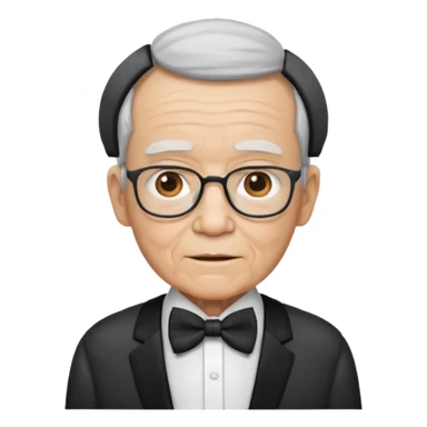 elderly with bow tie and shirt sticker