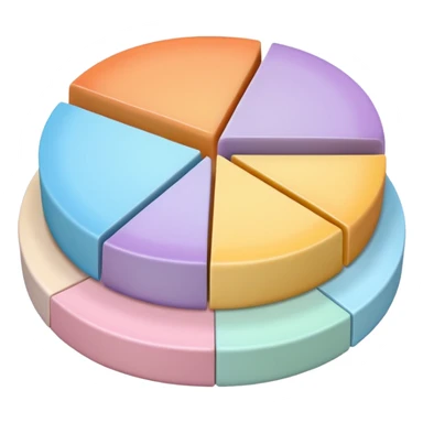 i need a 3d pie chart with diffrent pastel shade slices sticker
