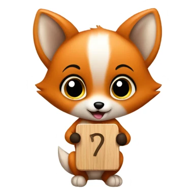 Baby fox with a sign sticker