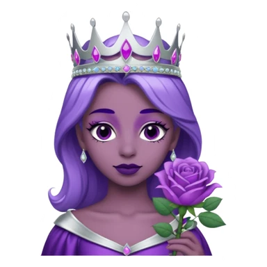 Purple rose flower with silver tiara sticker