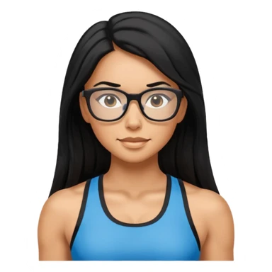 Mujer fitness con lentes y cabello largo negro sticker
