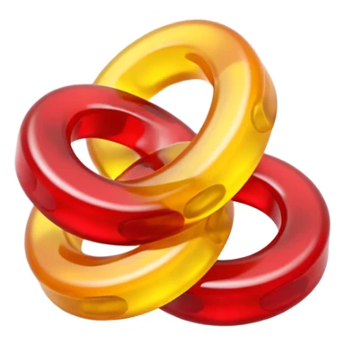 emoji de 2 gomitas en forma de aro una colo rojo y otra amarillo de muy gruesas muy muy sticker