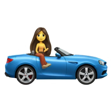 brunette-girl-long-hair-roadster-car-driving sticker