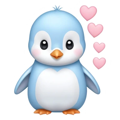 light blue baby Penguin with light pink hearts sticker