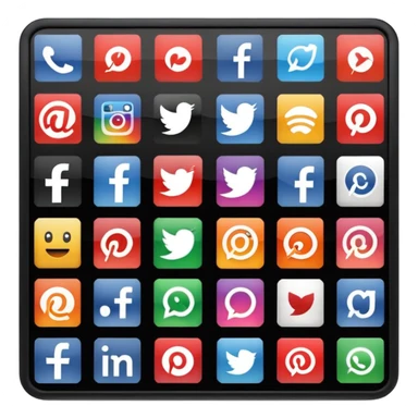 Socail media sauare emoji style icons 
Creat the quadrant with the logos of FB, X, Trustpilot, Instagram, Youtube, Linkedineach icon is ther only ones, asme size, only icons of the social media that I mentioned sticker