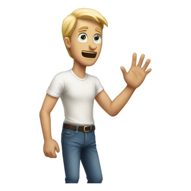 Strange and desperate looking white man reaching his hand out as if he’s going to grab something sticker