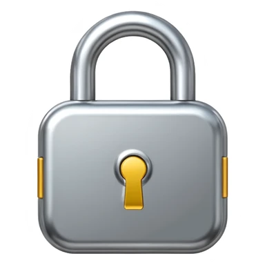 Chrome silver lock emoji, iOS emoji style, smooth metallic surface, rounded edges, reflective highlights, minimalistic sticker