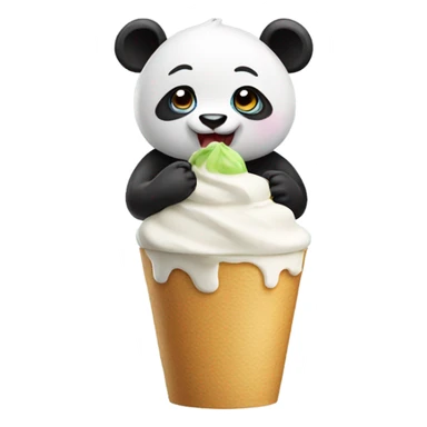 Panda eating frozen yogurt sticker