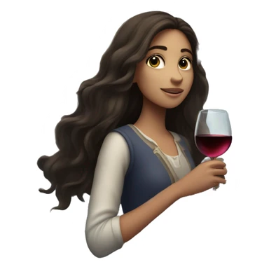 Long-haired Brunette Girl under starry moonlight with wineglass in hand sticker