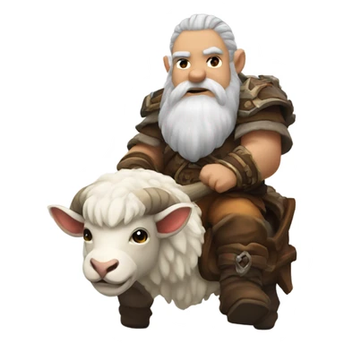 Warcraft dwarf with brown beard riding a white ram sticker