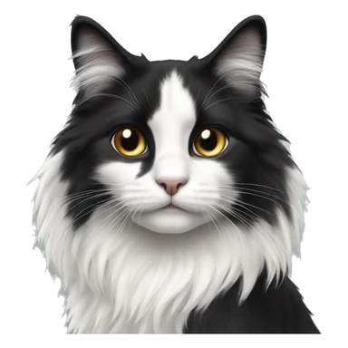 black and white cat long haired sticker